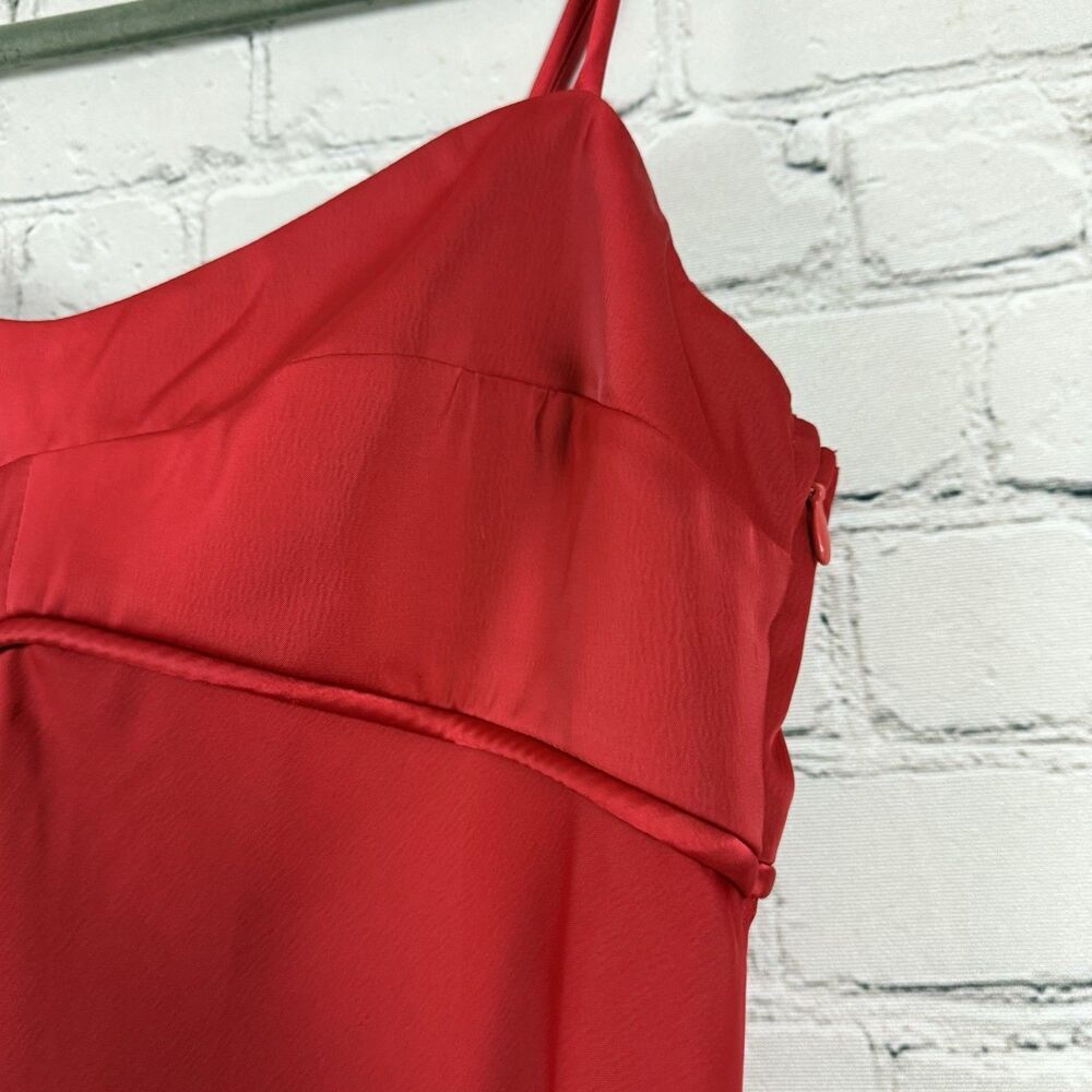 WAYF Red Empire Waist Satin Slip Midi Dress Party Cocktail NWT - Picture 6 of 14